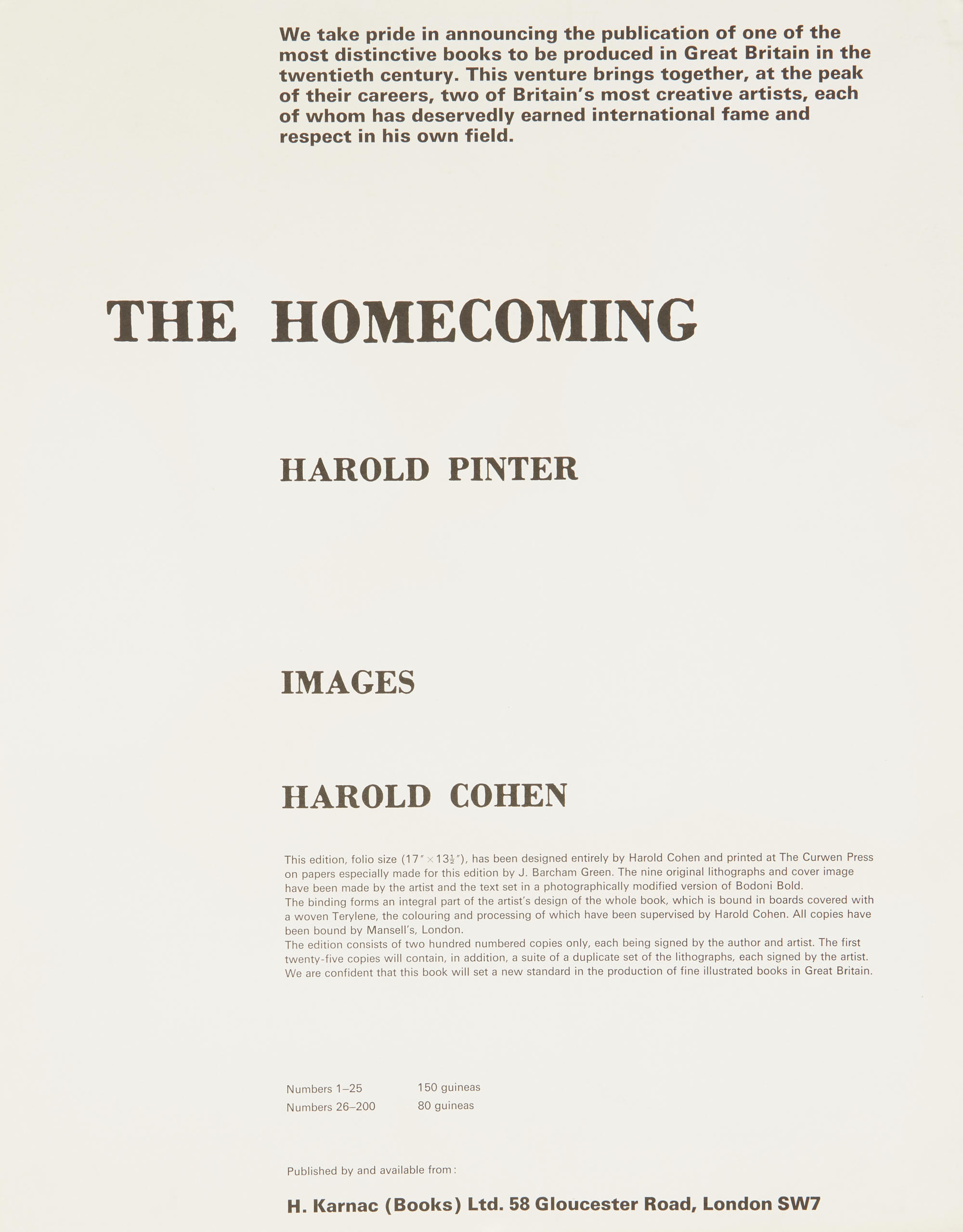 Harold Cohen, British 1928-2016, The Homecoming, 1968;  a portfolio comprising of a suite of li... - Image 2 of 5