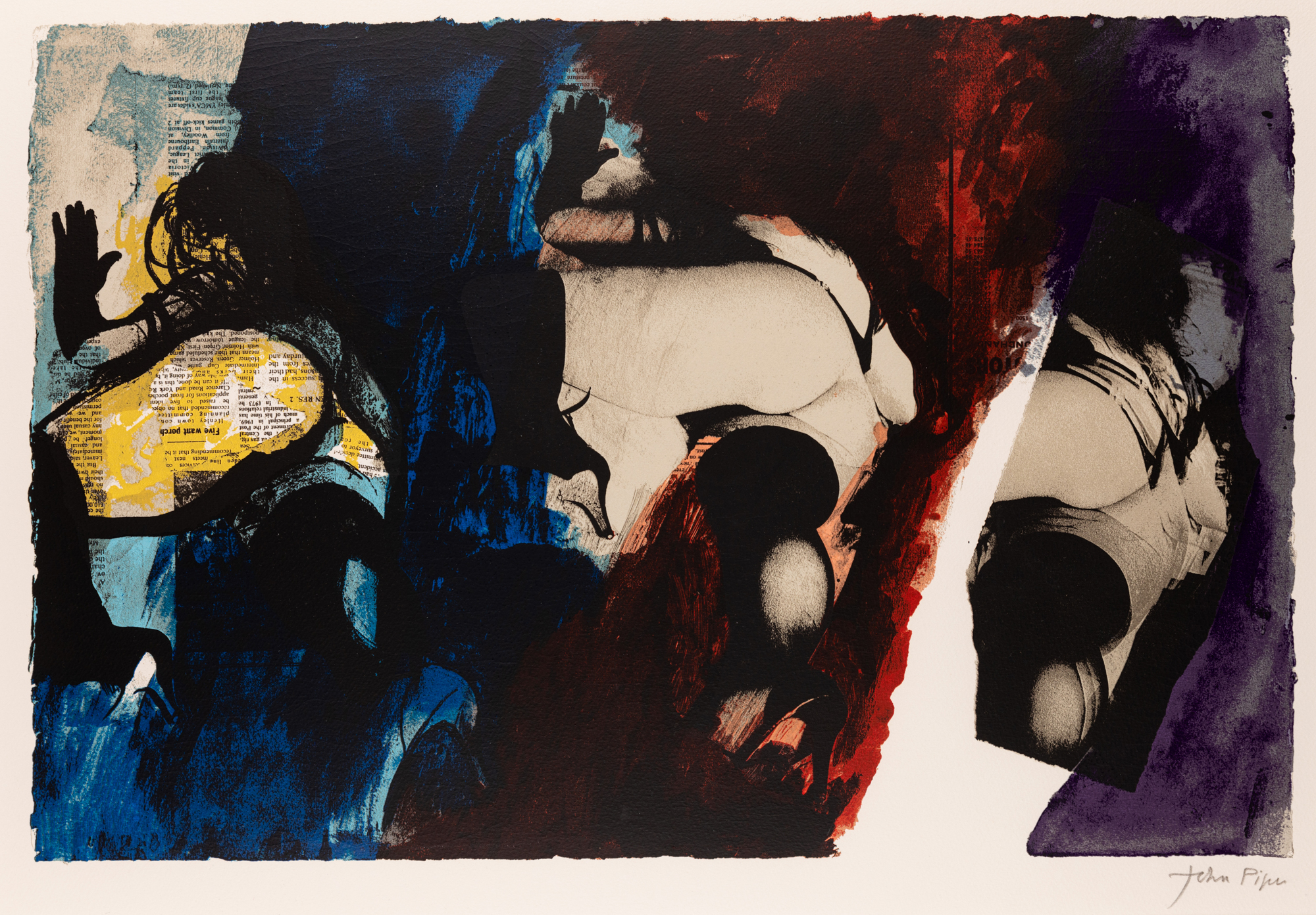 John Piper CH, British 1903-1992, Eye and Camera, Red, Blue and Yellow, 1980;  screenprint on w...