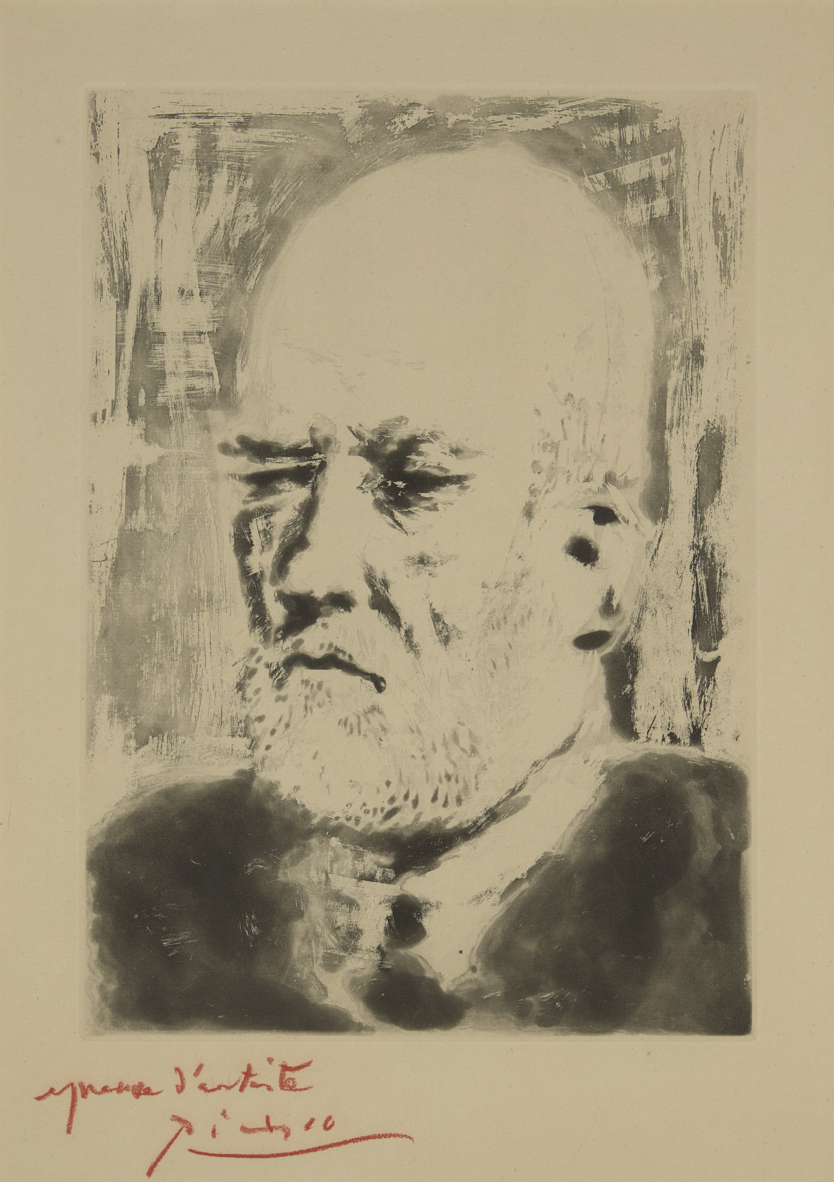 Pablo Picasso, Spanish 1881-1973, Portrait de Vollard II, from: La Suite Vollard, 1937; aquatin...