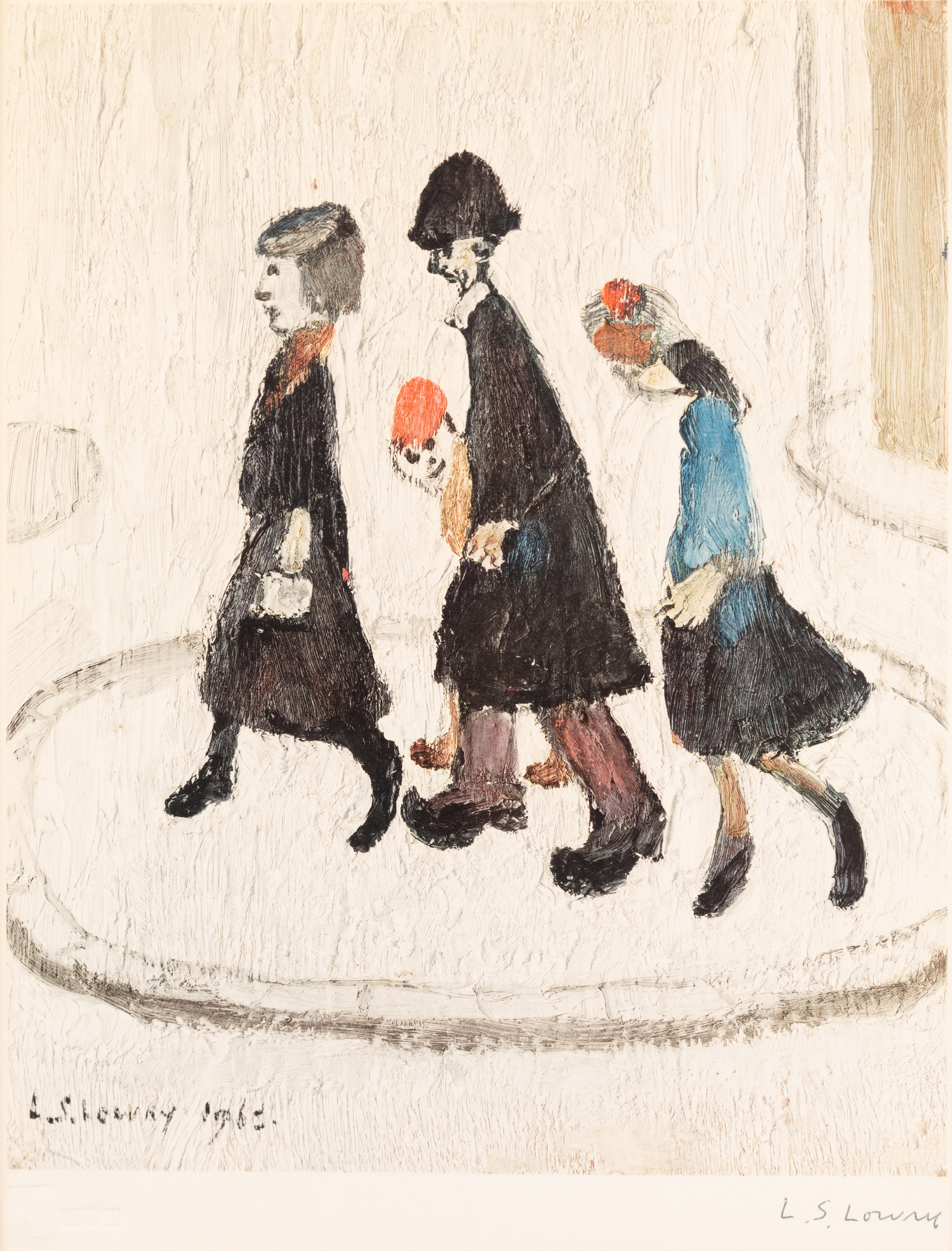 Laurence Stephen Lowry RBA RA, British b.1887-1976 The Family; offset lithograph in colours on ...