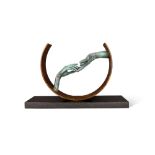 Lorenzo Quinn, Italian b. 1966- Finding love, 2017; bronze and steel on a black polished granit...