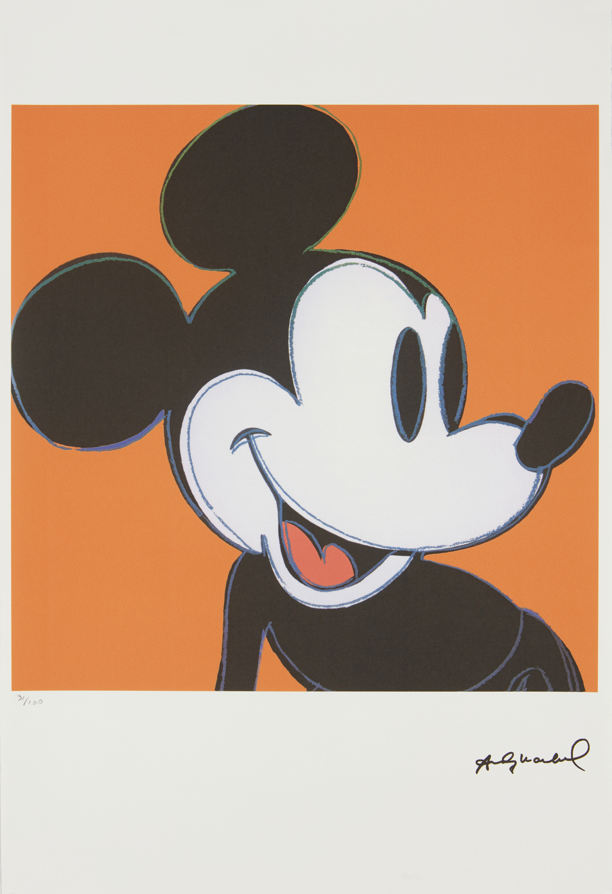 After Andy Warhol, American 1928-1987, Mickey; offset lithograph in colours on Arches paper,  w...