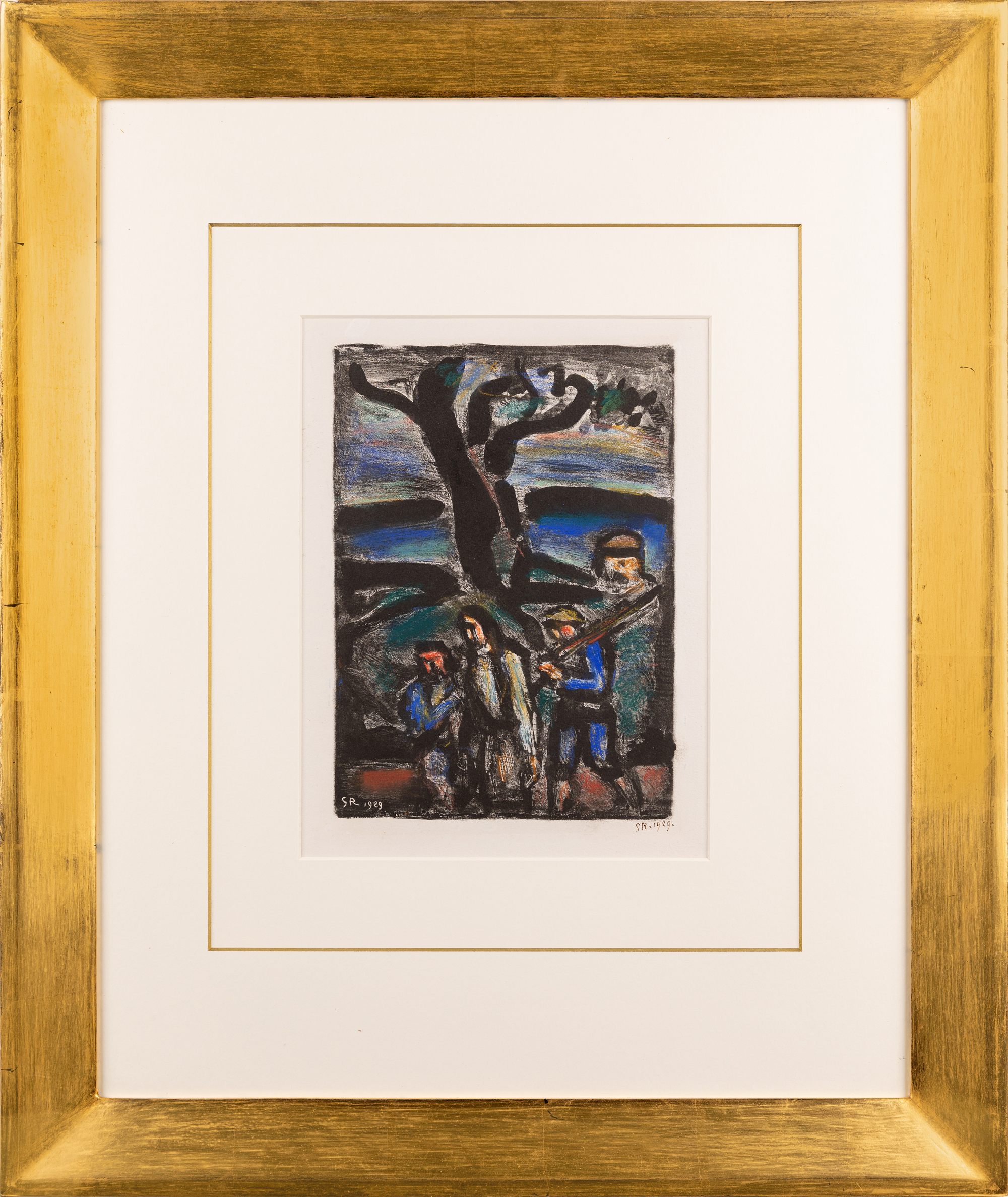 Georges Rouault, French 1871-1958, Christ et Chemineaux, 1929;  lithograph with pastel hand-col... - Image 2 of 2