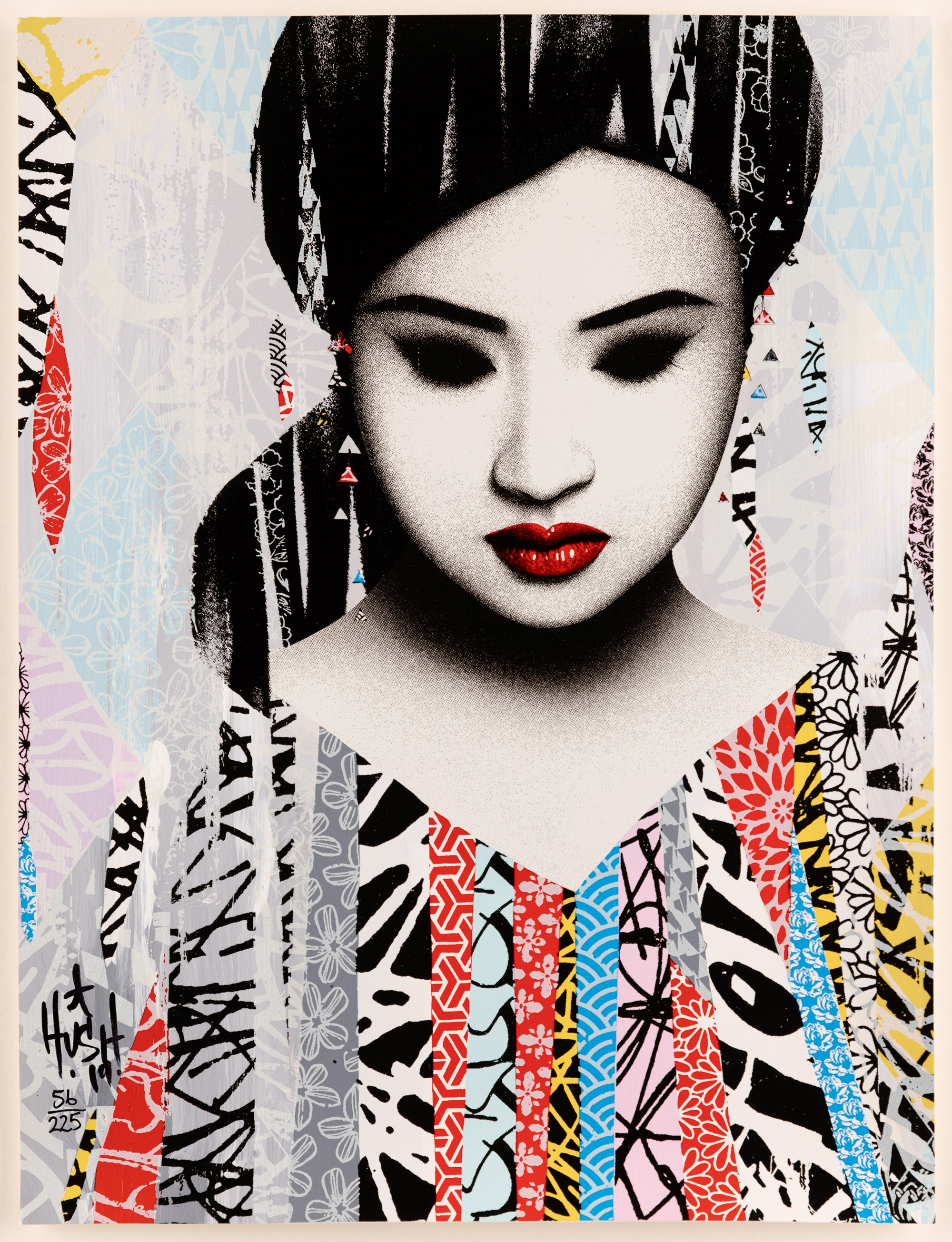 Hush,  British 20th/21st Century, Faces 1 & 2, 2019; each 18-colour screenprint & Gloss UV with...