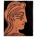 Pablo Picasso, Spanish 1881-1973, Female Head in Profile, 1962; linocut in colours on wove, uns...