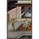 A young woman led to a prince's bedchamber, Oudh, Lucknow, North India, late 19th century, opaque...