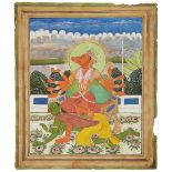 Varaha seated on Garuda, Rajasthan, North India, late 19th century, opaque pigments heightened wi...