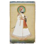 To be Sold without Reserve A portrait of a Maharaja, Jodhpur, Rajasthan, circa 1800, opaque pigm...