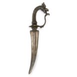 A dagger with makara head hilt and blade, South India, late 18th-early 19th century, in two parts...