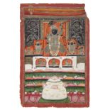 The Srinathji temple during the Annakut festival, Nathdwara, India, late 19th century, opaque pig...