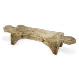 A carved marble footrest, India, late 19th century, of rectangular form with lobe handle either s...