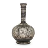 A silver-inlaid bidriware vase (surahi), Hyderabad, Deccan, India, late 18th-early 19th century, ...