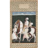 An equestrian portrait from an album, North India, late 19th century, opaque pigments on paper he...