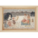 Prince Bidar Bakht entertained at moonlight, Lucknow or Oudh, circa 1788, opaque pigments on pape...