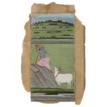 Krishna and two cows, Bikaner, India, circa 1770, opaque pigments on paper heightened with gold a...