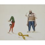 Four Sikh watercolours depicting scenes of village life, Punjab Plains, North India, circa 1840, ...