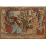 A Paithan painting, Maharashtra, India, 19th century, opaque pigments on paper, depicting two sea...