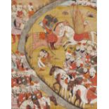 Two illustrations from the Shahnameh, depicting Sohrab and Rustam in battle, Northwest India, 19t...