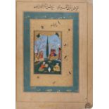 A double-sided album page from the Imperial Mughal Library during the reign of the Emperor Aurang...