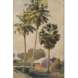 Donald Ramanyake, (Sri Lankan, 1920-1993), Untitled, Outdoor Scene, watercolour on paper, signed ...