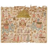 A large painting of a Tirthankara worshipped by devotees, Gujarat or Rajasthan, 18th-19th century...