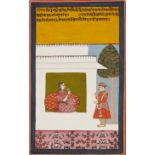 A romantic encounter, Rajasthan, India, late 19th century, opaque pigments on paper heightened wi...