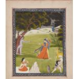 An illustration to a Ragamala, Madhumadhavi ragini, Punjab Hills, 19th century, opaque pigments o...