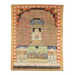 A picchvai for Annakuta with Acharya Vansha-vrushna, Gujarat, India, early 20th century, opaque p...