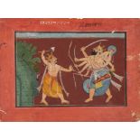 Parashurama fighting the 1000-armed Arjuna Kartavirya, a folio from a Dashavatara series, Chamba,...