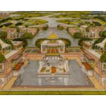 A large palace scene with men in discussion on a terrace, Oudh, Lucknow, North India, late 18th c...