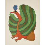 Durgabai (Indian, b. 1972), Bird, acrylic on paper, 37.5 x 30.4cm.  Provenance: Private collecti...