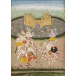 To be Sold without Reserve An illustration from a Ramayana series: Hanuman confronting a demon, ...