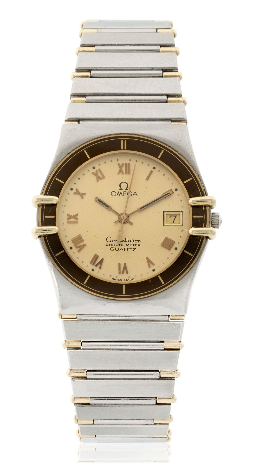 Omega. A steel and gold quartz bracelet watch  Constellation Quartz, Ref: 1431, Circa 1990 Quartz...