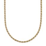 An Italian two colour chain, with twisted yellow rope link chain and white box chain, to trigger ...