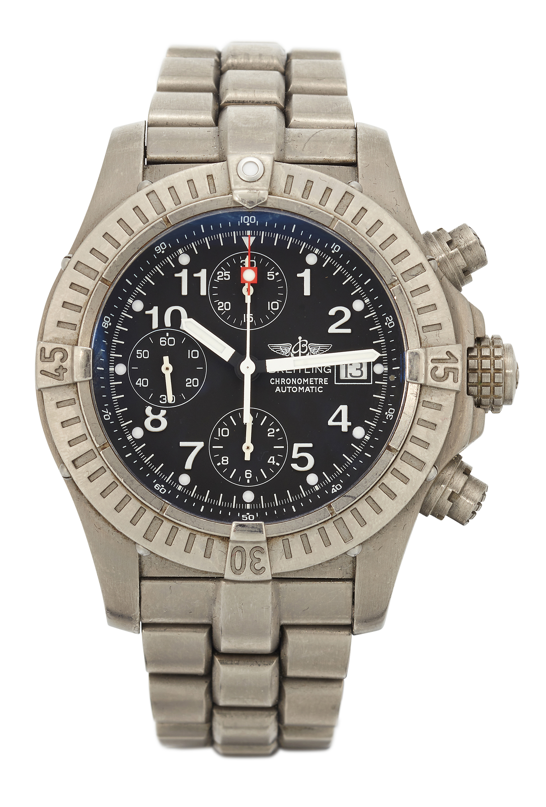 Breitling. A titanium automatic calendar bracelet watch Avenger, Circa 2009 Automatic 25 jewel ET...