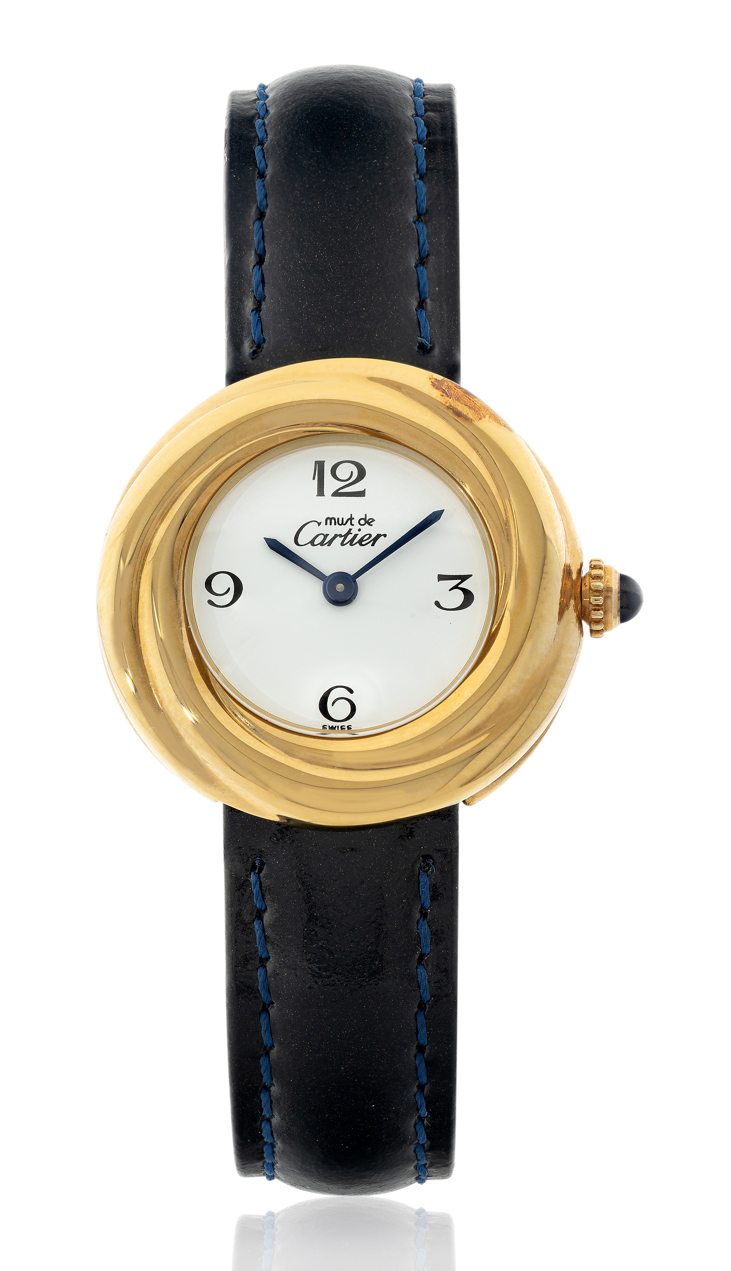 Cartier. A gold plated quartz wristwatch with box and papers  Must de Cartier Trinity, Ref: 2735,...