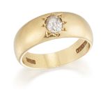 A single stone diamond ring, an old cushion-cut diamond, star set to the slightly tapered band, c...