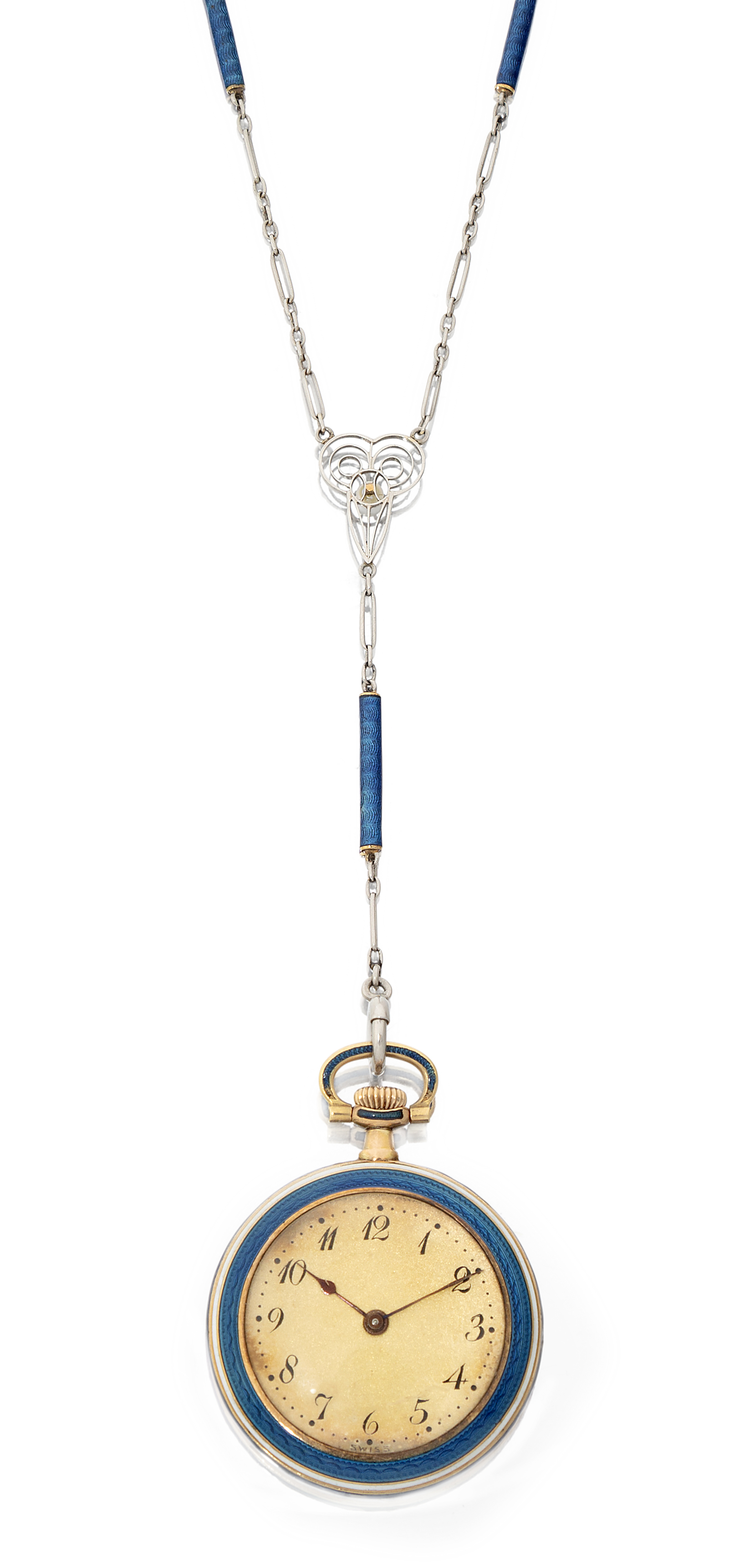 An early 20th century gold and enamel fob watch Circa 1910 15 jewel Swiss lever movement,  number...