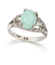 A turquoise and diamond ring,