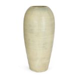 Moorcroft  'Natural pottery' tall ribbed cream vase, 1935-1939  Glazed earthenware  Underside im...
