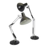 Jacob Jacobsen (1901-1996)  Pair of 'Luxo' anglepoise lamps, circa 1980  Enamelled metal, chrome...