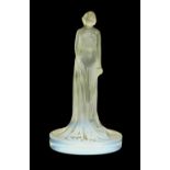 Rene Lalique (1860-1945)  Statuette Drapee seal no.699, designed 1913  Opalescent glass, green s...