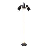 Attributed to Arlus  Three light floor lamp, circa 1955  Lacquered metal, brass  175cm high  It...