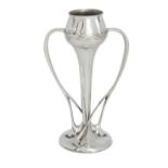 Archibald Knox (1864-1933) for Liberty & Co.  Tudric tulip vase with whiplash tendril handles, m...