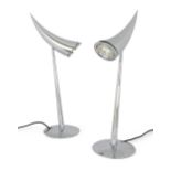 Philippe Starck (b.1949) for Flos  Pair of 'Ara' table lamps, circa 1988  Chrome plated steel, g...