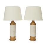 Bitossi for Bergboms  Pair of 'Birch' table lamps, circa 1960  Textured and gilt ceramic  Each w...