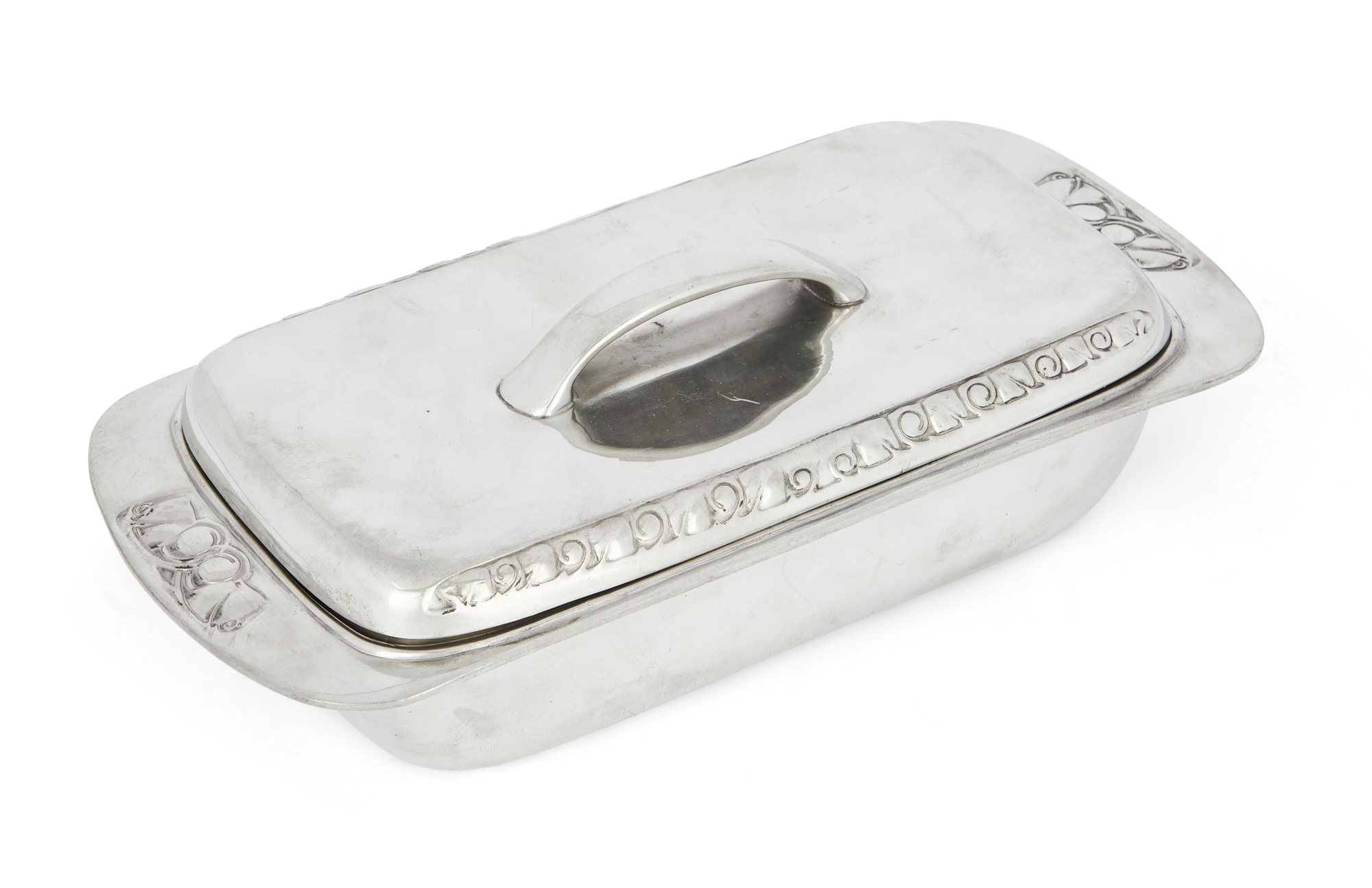 Liberty & Co  Rectangular tureen dish and handled cover, circa 1905  Pewter  Underside impressed...