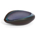 Rachel Woodman (b.1967)  Oval bevelled bowl, 1988  Cased blown glass  Engraved to base 'Rachael ...