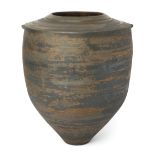 Jason Wason (b.1946)  Studio Pottery and Contemporary Ceramics  Large dark bronzed vessel with l...