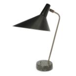 Troughton & Young  Scarce desk lamp, circa 1955  Lacquered metal, brass, granite  46.5cm high  ...